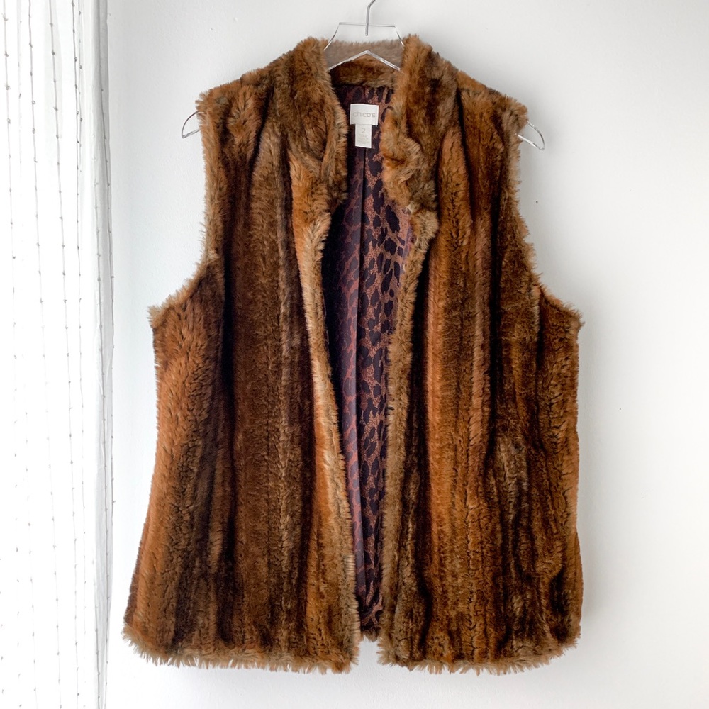 Chico's Soft Faux Fur Brown Vest
